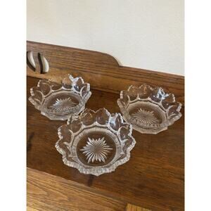 Vintage Heisey Clear Glass Berry Bowl 4.5 inch with Sawtooth Edge Set Of 3
